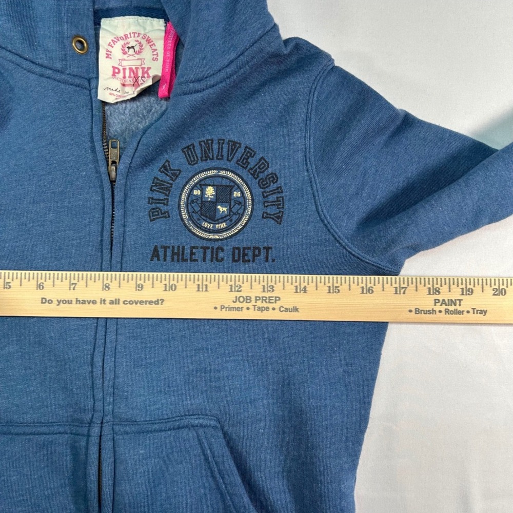 Victoria's Secret PINK University Zip Up Hoodie Blue XS Athletic Dept Graphic - Picture 4 of 6